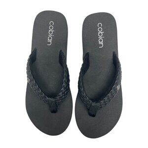 Cobian Braided Bounce Flip Flops Size 9 Black NEW
